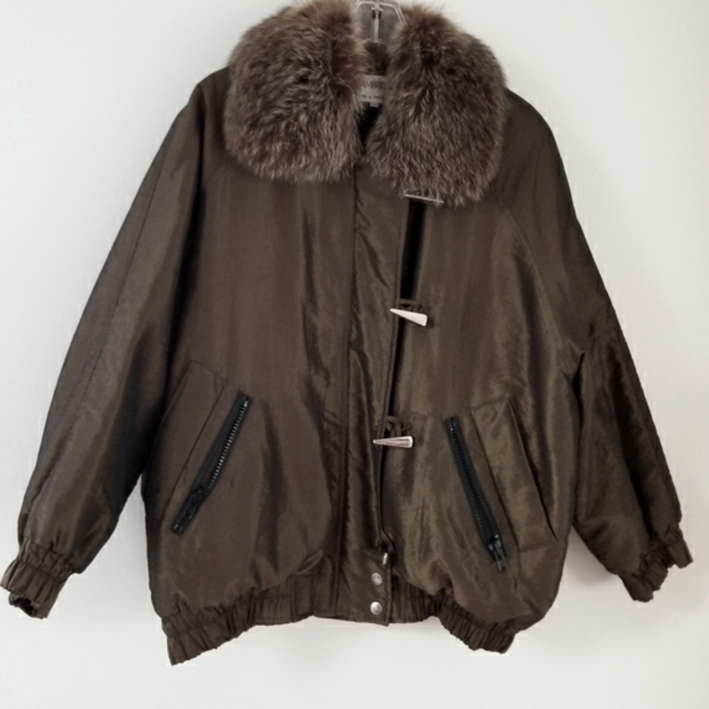 VTG Cambridge Co Womens 80s Bronze Bomber Jacket